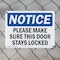 Signmission Please Make Sure This Door Stays Locked, 14 in W x Rectangle, Plastic OS-2PACK-NS-P-1014-L-17523 - alternate 3